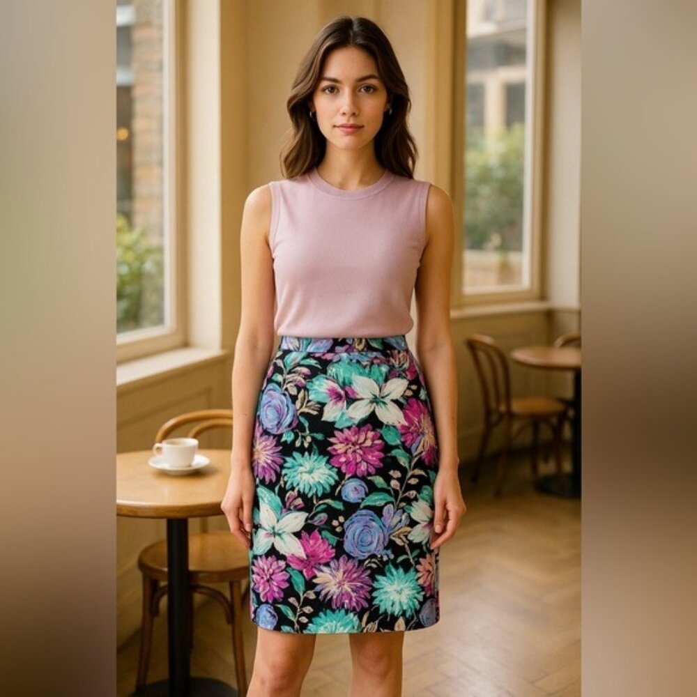 J Crew Gardencore Floral Cotton Blend Pencil Skirt Womens Size 2